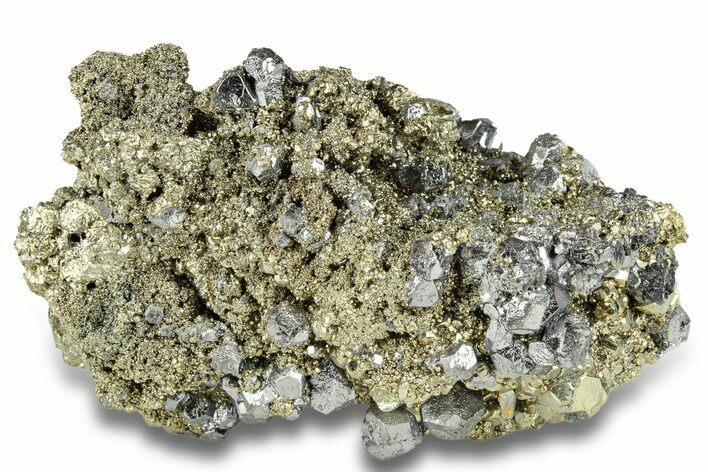 Pyritohedral Pyrite Cluster with Galena - Peru #256165